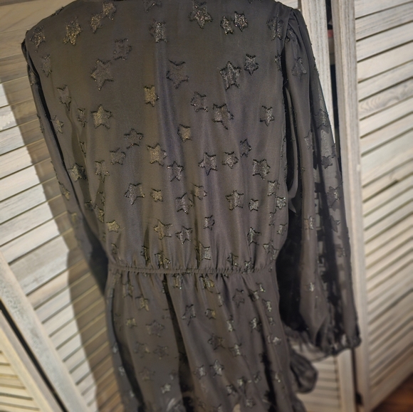 Torrid Black long wrap blouse with star print. - Picture 5 of 9